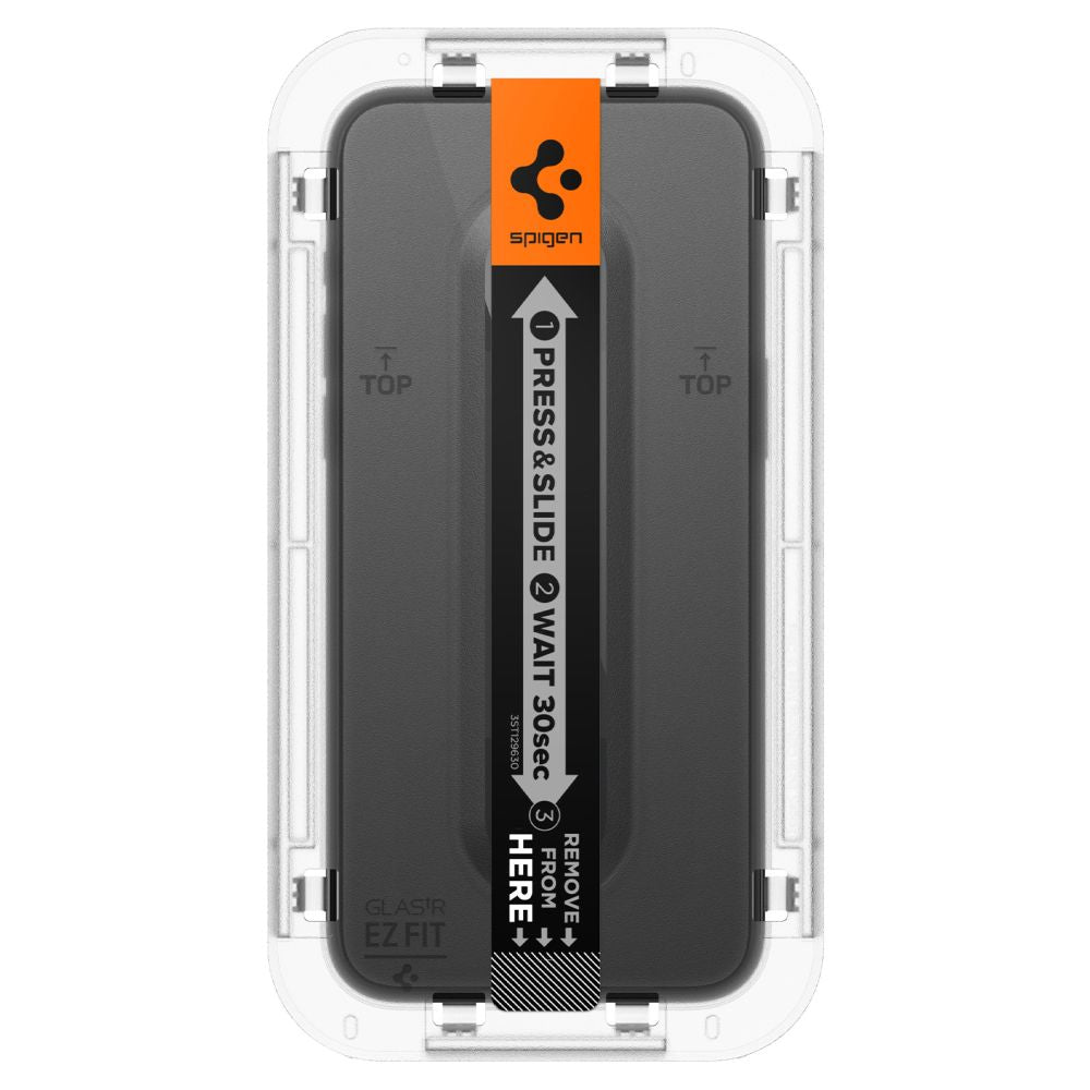 Защитно фолио за екран Spigen GlastR EZ FIT HD за Apple iPhone 15, закалено стъкло, пълно лепило, 2.5D, черно AGL06908