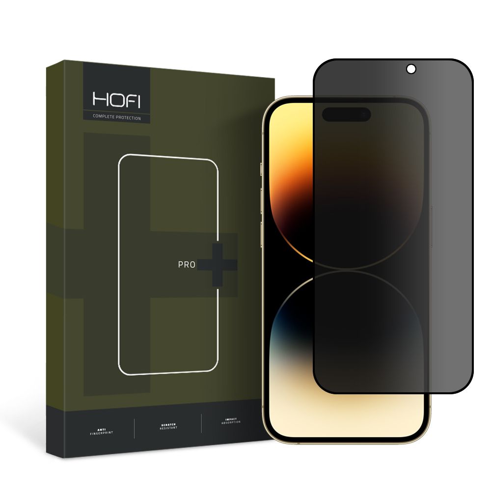 Защитно фолио за екран Privacy HOFI PRO+ за Apple iPhone 15 Pro, закалено стъкло, Full Glue