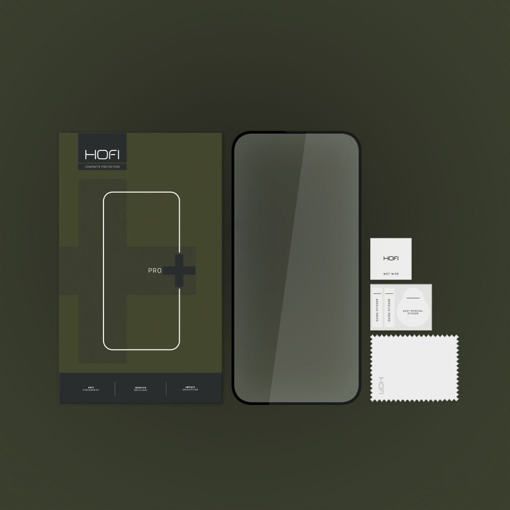 Защитно фолио за екран HOFI PRO+ за Apple iPhone 15 Pro Max, закалено стъкло, пълно лепило, 2.5D, черно