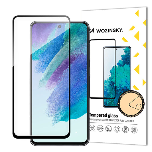 WZK Screen Protector за Samsung Galaxy S23 FE S711, защитно стъкло, пълно залепване, черен