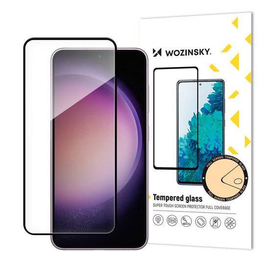 WZK Screen Protector за Samsung Galaxy S24 S921, стъклен щит, пълно залепване, черен