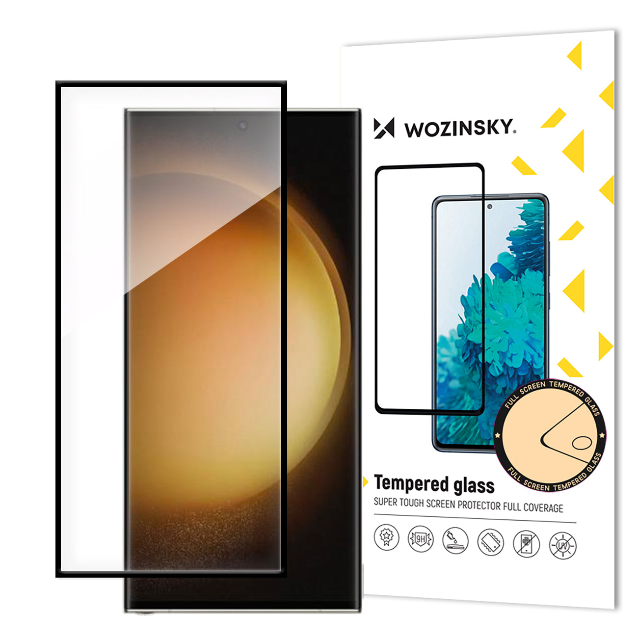 WZK Screen Protector за Samsung Galaxy S24 Ultra S928, защитно стъкло, пълно залепване, черен