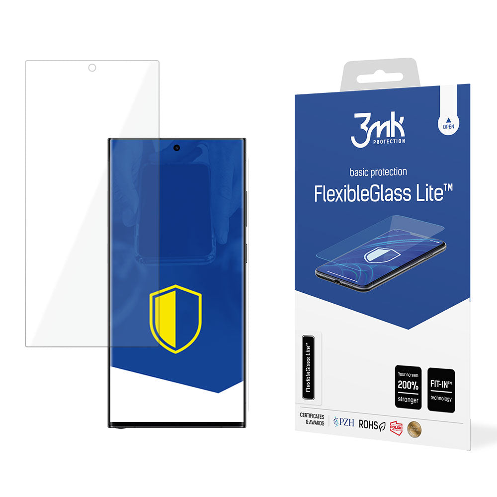 Протектор за екран 3MK FlexibleGlass Lite за Samsung Galaxy S24 Ultra S928, гъвкаво стъкло, пълно залепване