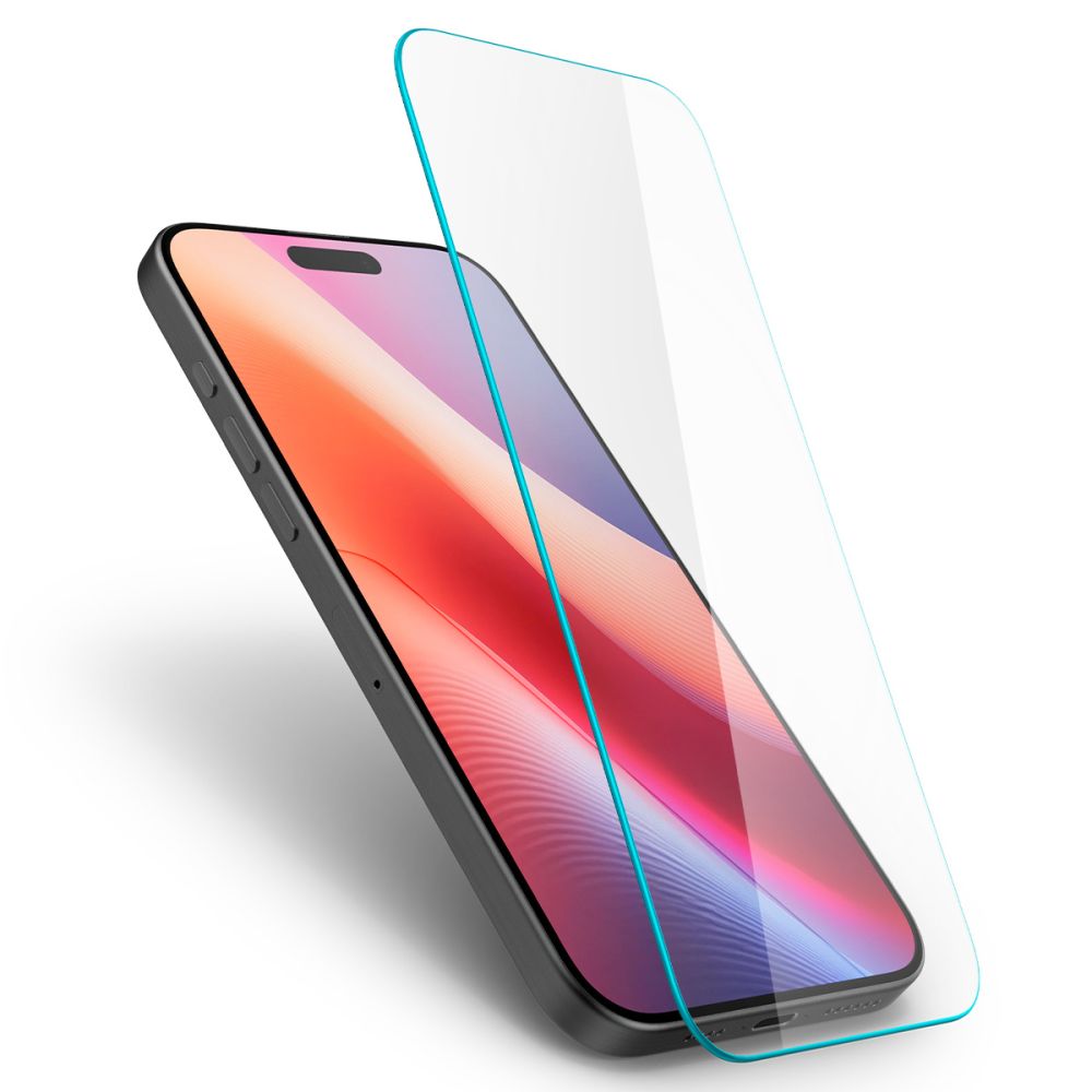 Защитно фолио за екран Spigen GlastrR Slim HD за Apple iPhone 16 / 15, Закалено стъкло, Пълно лепило, 2.5D AGL06910