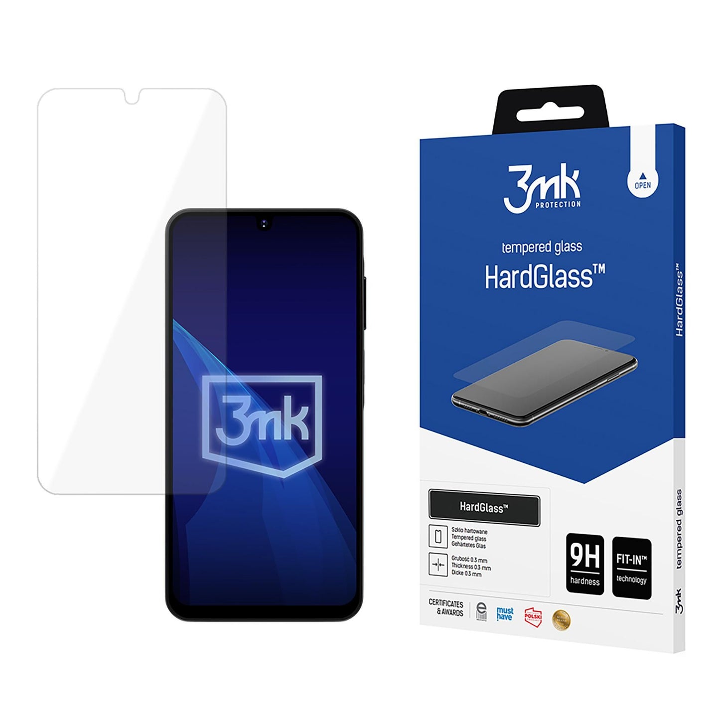 Защитно фолио 3MK HardGlass за екран на Samsung Galaxy A17 4G / A17 5G / A16 5G A166 / A16 4G A165, закалено стъкло, пълно залепване