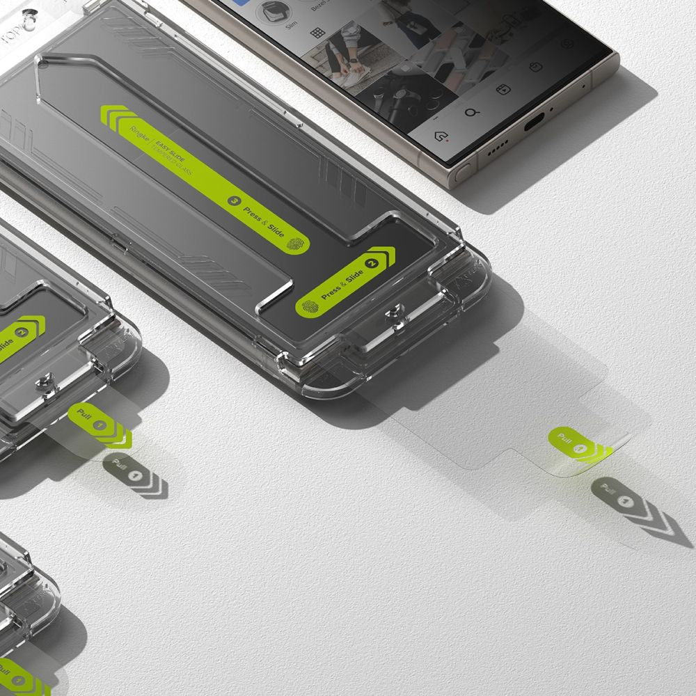 Протектор за екран Privacy Ringke Easy Slide за Samsung Galaxy S24 Ultra S928, закалено стъкло, пълно залепване, комплект от 2 броя
