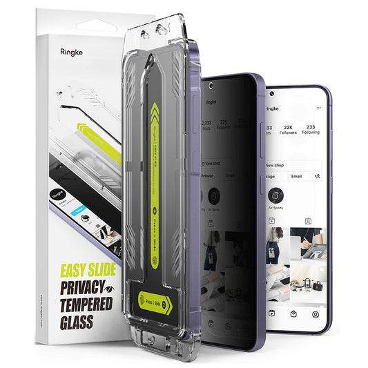 Защитно фолио за екран Privacy Ringke Easy Slide за Samsung Galaxy S25+ S936 / S24+ S926, закалено стъкло, пълно залепване, комплект от 2 броя