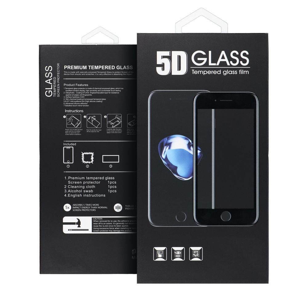 OEM защитно фолио за екран за Samsung Galaxy S25+ S936, закалено стъкло, пълно залепване, 5D, черно