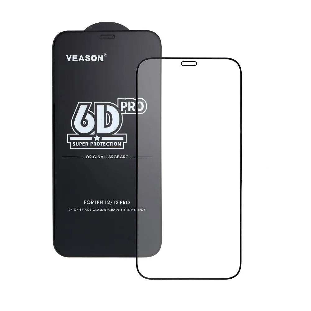 Протектор за екран Veason PRO за Apple iPhone 17 Air, закалено стъкло, пълно залепване, 6D, черен