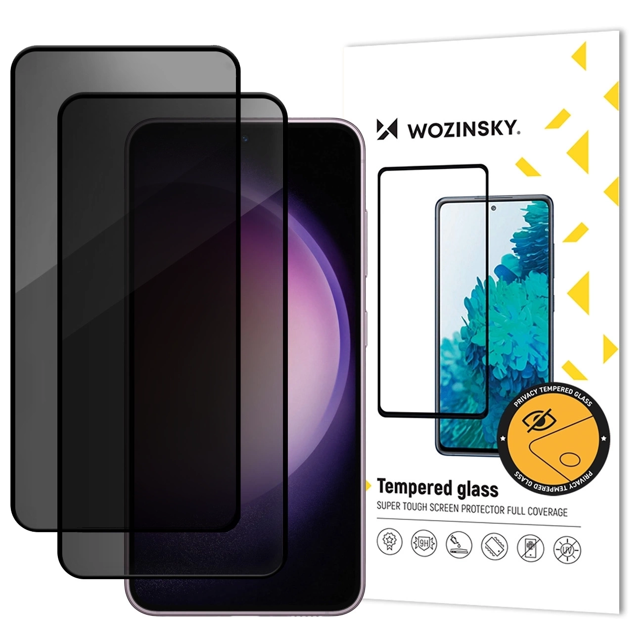 Протектор за екран Privacy WZK AntiSpy за Samsung Galaxy A17 4G / A17 5G, закалено стъкло, пълно залепване, комплект 2 броя