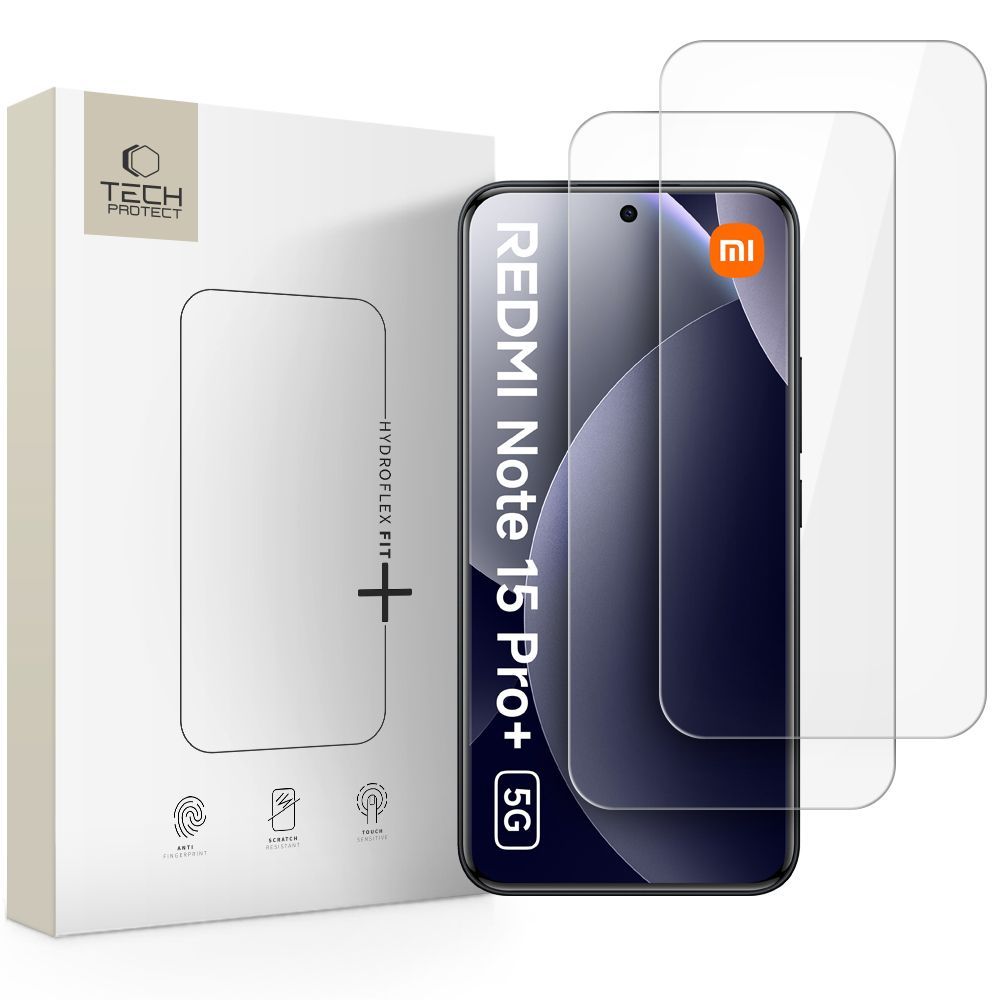 Защитно фолио за екран Tech-Protect Hydro Flex+ за Xiaomi Poco M8 Pro / Redmi Note 15 Pro+ 5G, Пластмаса, Комплект 2 броя