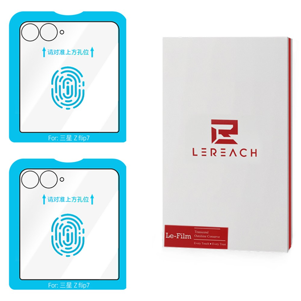 Протектор за външен екран Lereach за Samsung Galaxy Z Flip8 F776 / Galaxy Z Flip7 F766, закалено стъкло, пълно залепване, комплект от 2 броя, черен