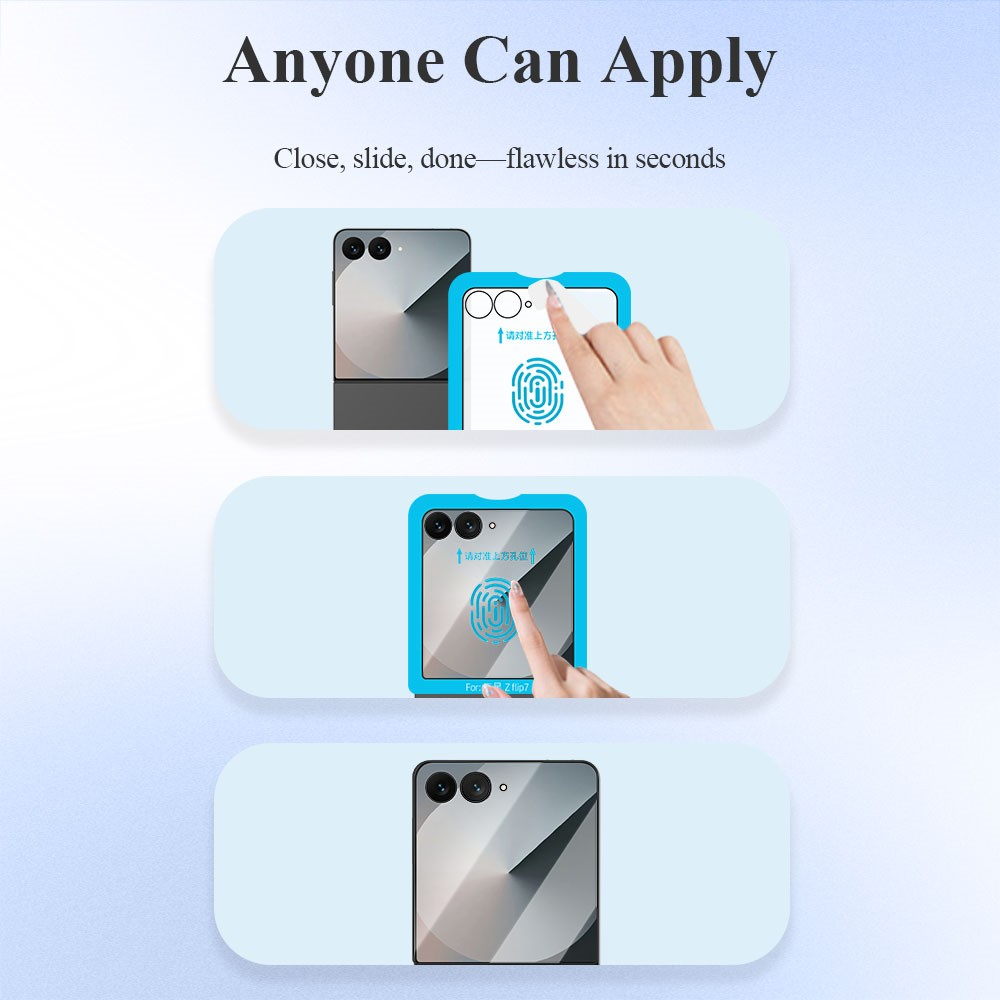 Протектор за външен екран Lereach за Samsung Galaxy Z Flip8 F776 / Galaxy Z Flip7 F766, закалено стъкло, пълно залепване, комплект от 2 броя, черен
