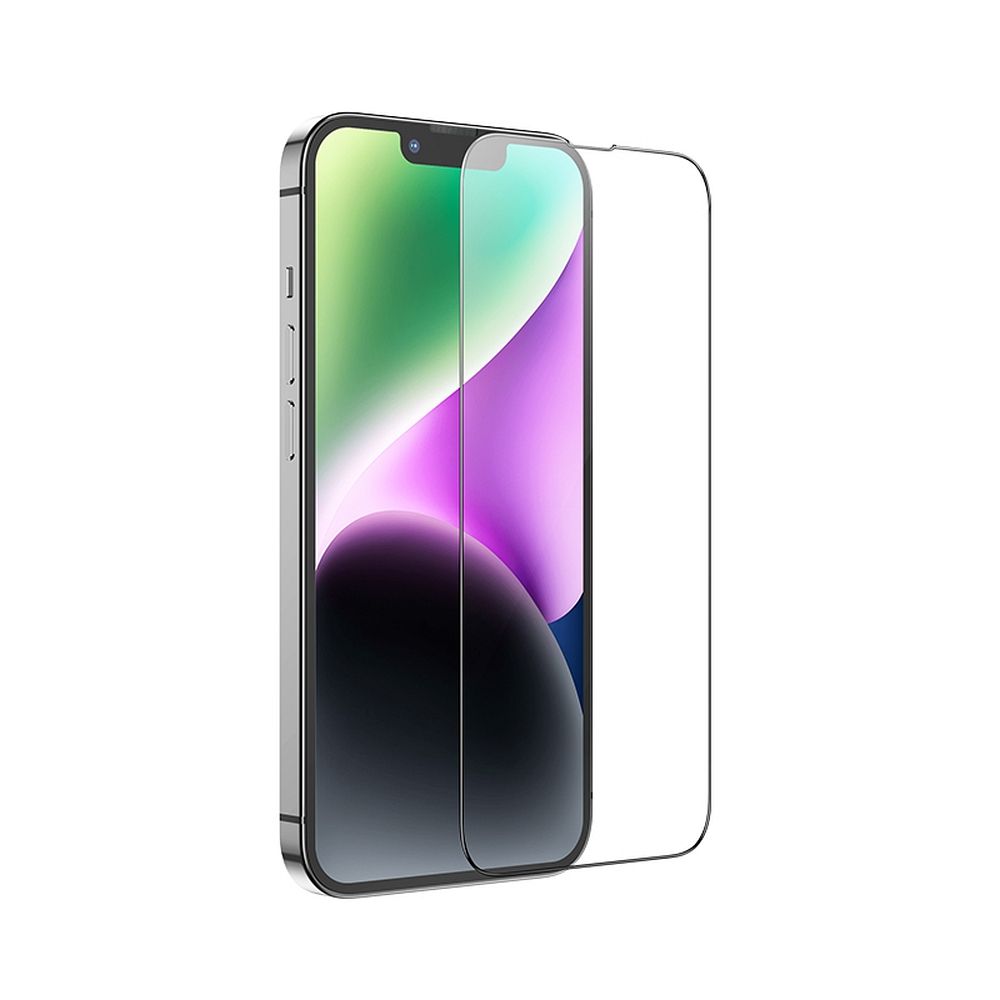 Защитно фолио HOCO за екран на Apple iPhone 17e / 16e / 14 / 13 Pro, закалено стъкло, пълно лепило, комплект от 10 броя, черно