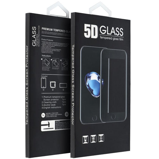 OEM протектор за Apple iPhone 16, стъклен щит, пълно залепване, 5D, черен