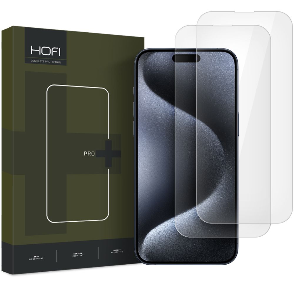 СКРИЙН ПРОТЕКТОР HOFI Glass PRO+ за Apple iPhone 16 Plus, защитно стъкло, пълно залепване, комплект 2 броя, 2.5D