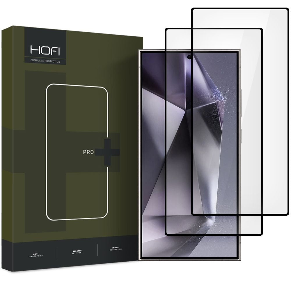 Протектор за екран HOFI Glass PRO+ за Samsung Galaxy S25 Ultra S938, закалено стъкло, пълно залепване, комплект 2 броя, черен