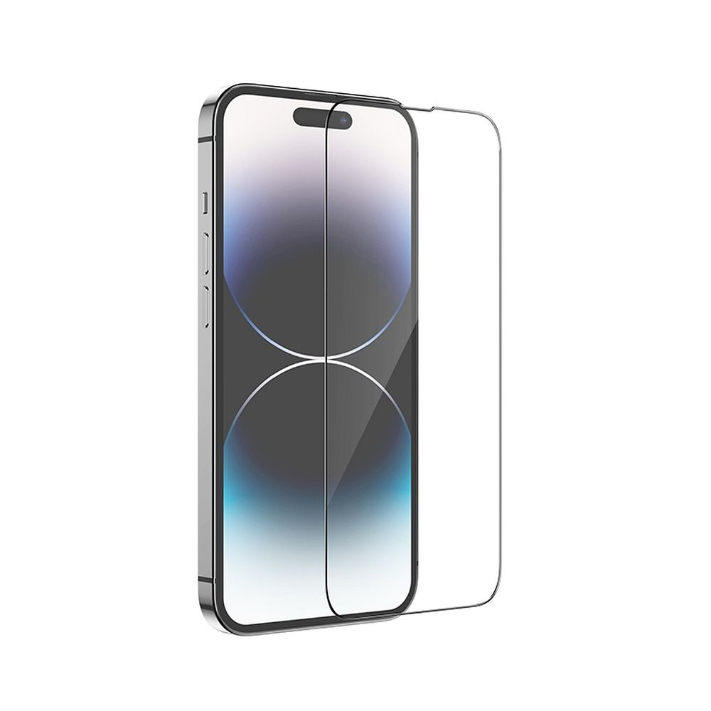 Защитно фолио HOCO за екран на Apple iPhone 14 Pro Max, закалено стъкло, пълно лепило, комплект от 10 броя, черно