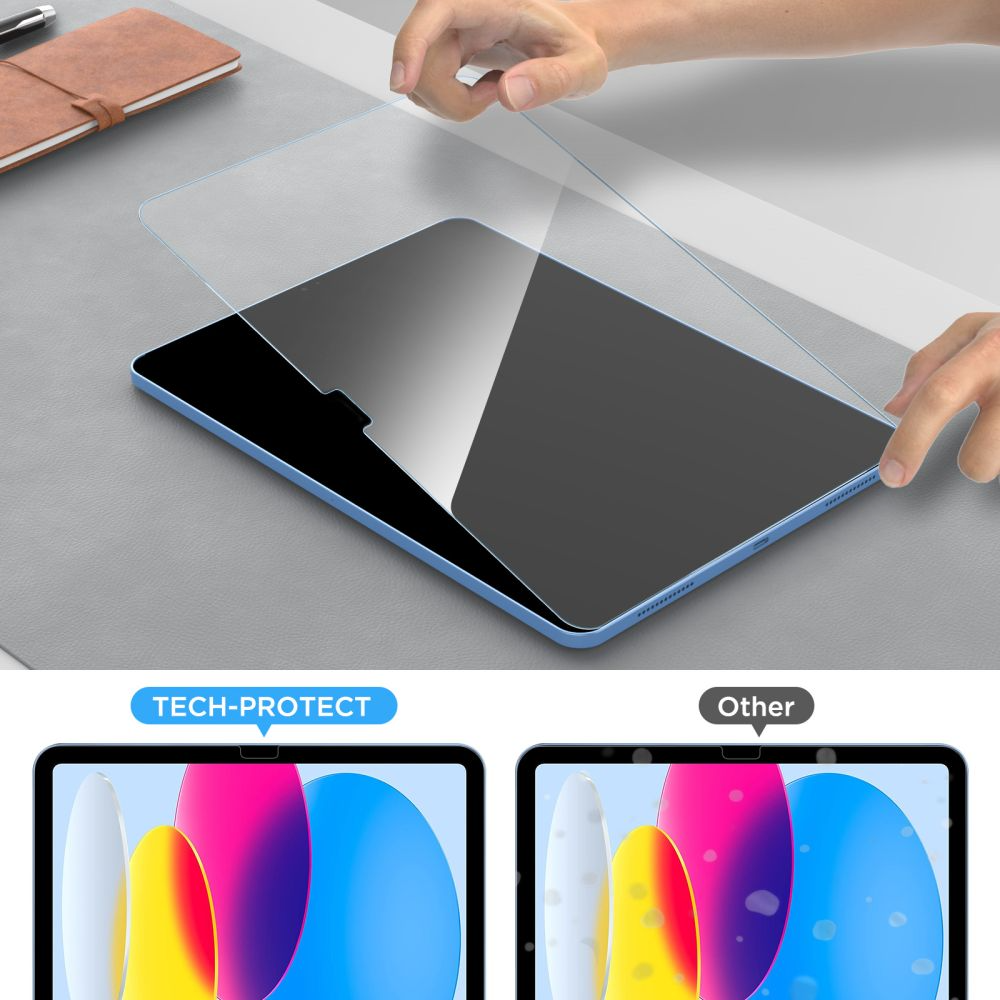 Протектор за екран Tech-Protect FIT+ за Samsung Galaxy Tab S10 FE+, Закалено стъкло, Пълно лепене, Комплект 2 броя, 2.5D