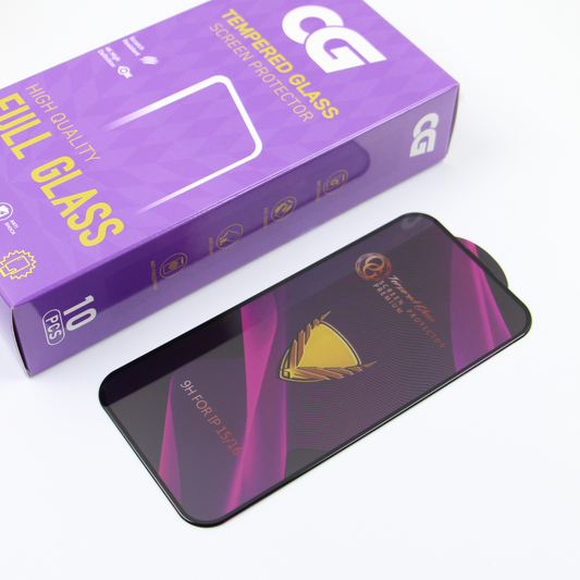 Протектор за екран OG Premium за Apple iPhone 12 Pro Max, закалено стъкло, пълно залепване, комплект от 10 броя, черен