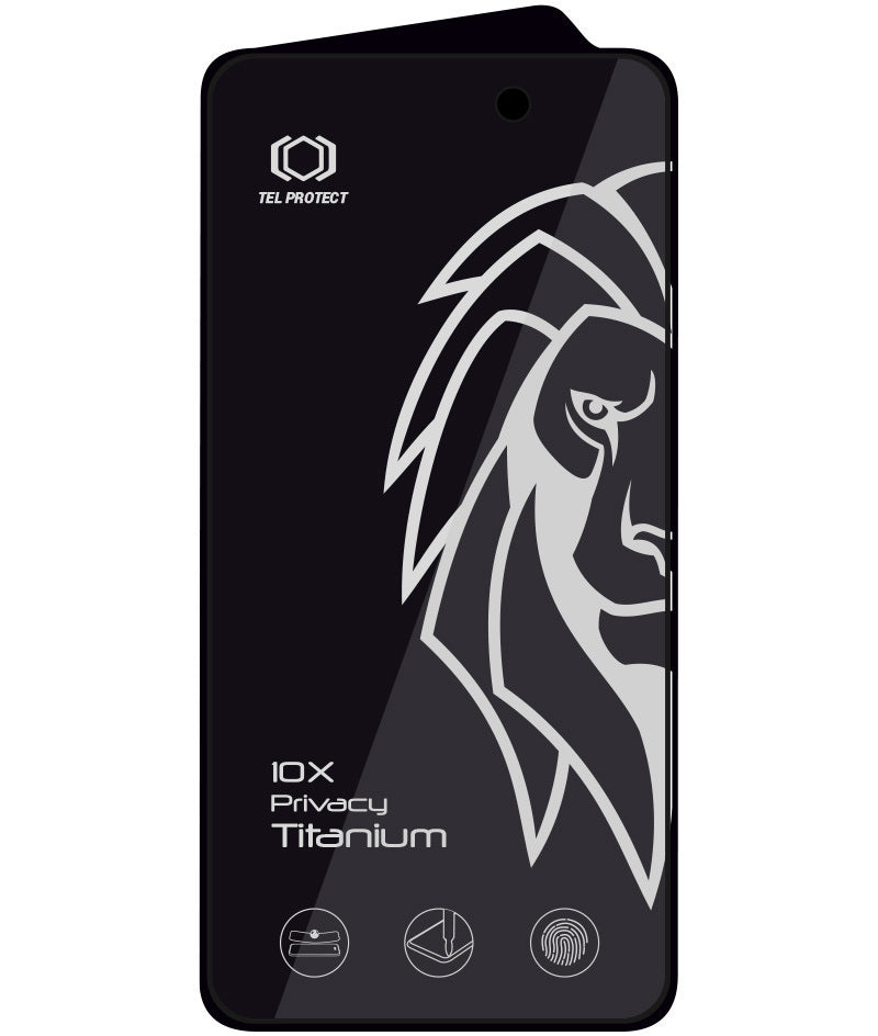 Протектор за екран с филтър за поверителност Tel Protect 10X Plus Titanium за Apple iPhone 17 Pro, закалено стъкло, пълно залепване