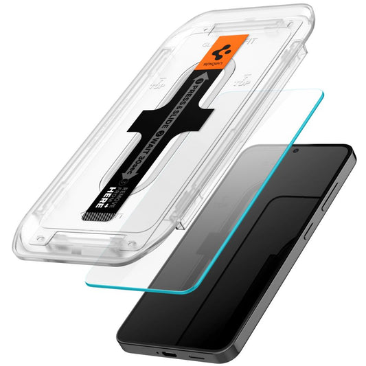 СКРИЙН ПРОТЕКТОР Spigen EZ FIT за Samsung Galaxy S25 S931 / S24 S921, със стъклена защита, пълно залепване, комплект 2 броя