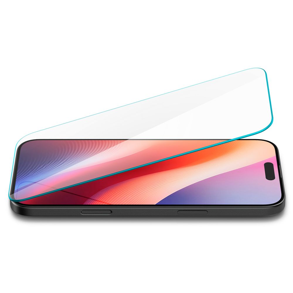 Защитно фолио за екран Spigen GlastrR Slim HD за Apple iPhone 16 / 15, Закалено стъкло, Пълно лепило, 2.5D AGL06910