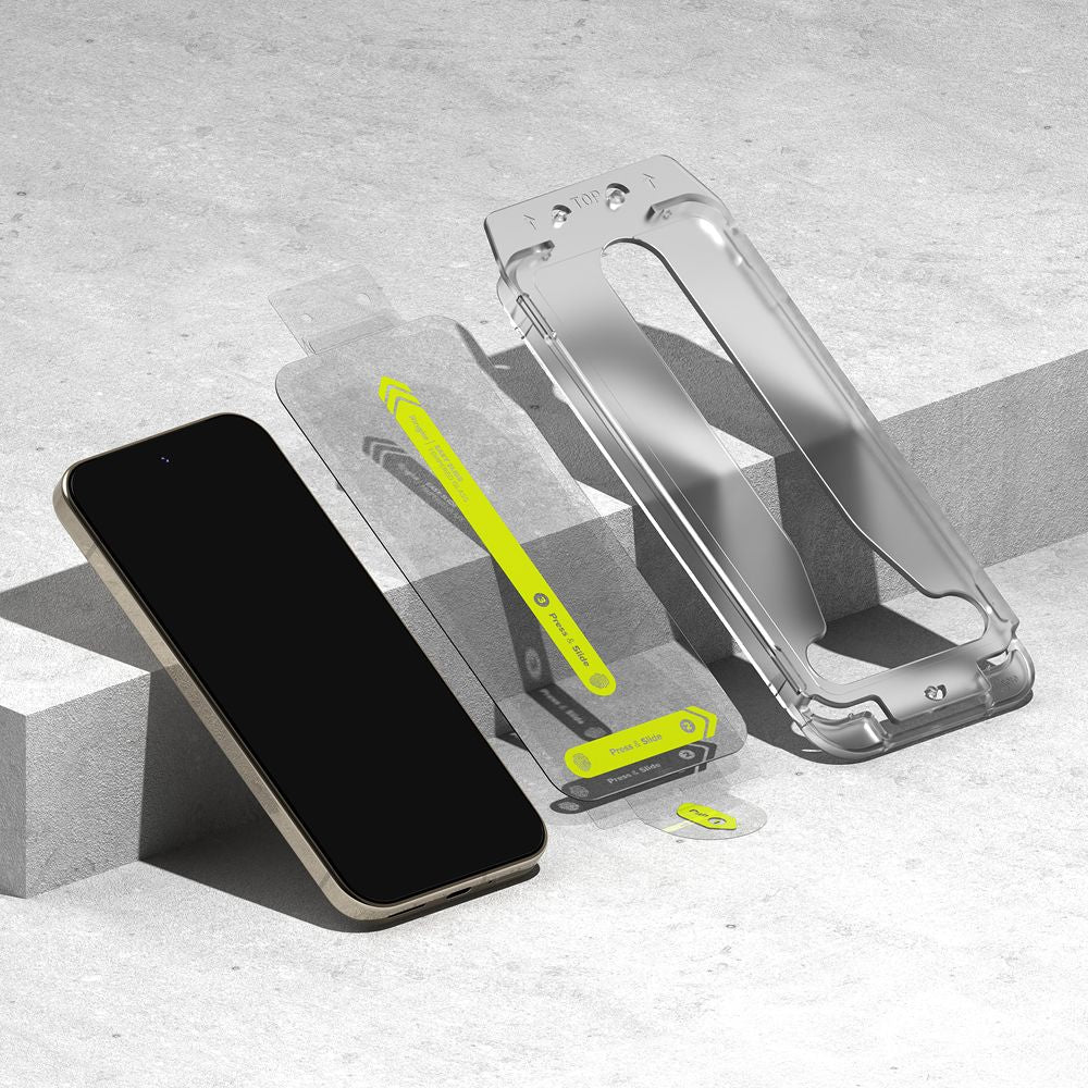 Защитно фолио за екран Ringke Easy Slide за Google Pixel 9 Pro XL, закалено стъкло, пълно залепване, комплект от 2 броя