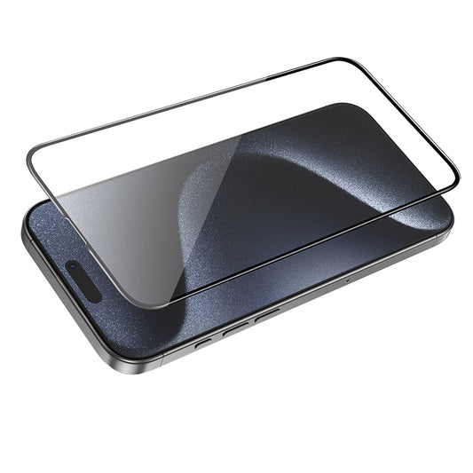 Защитно фолио за екран HOCO G16 за Apple iPhone 16 Pro Max, закалено стъкло, пълно лепило, 5D, черно.