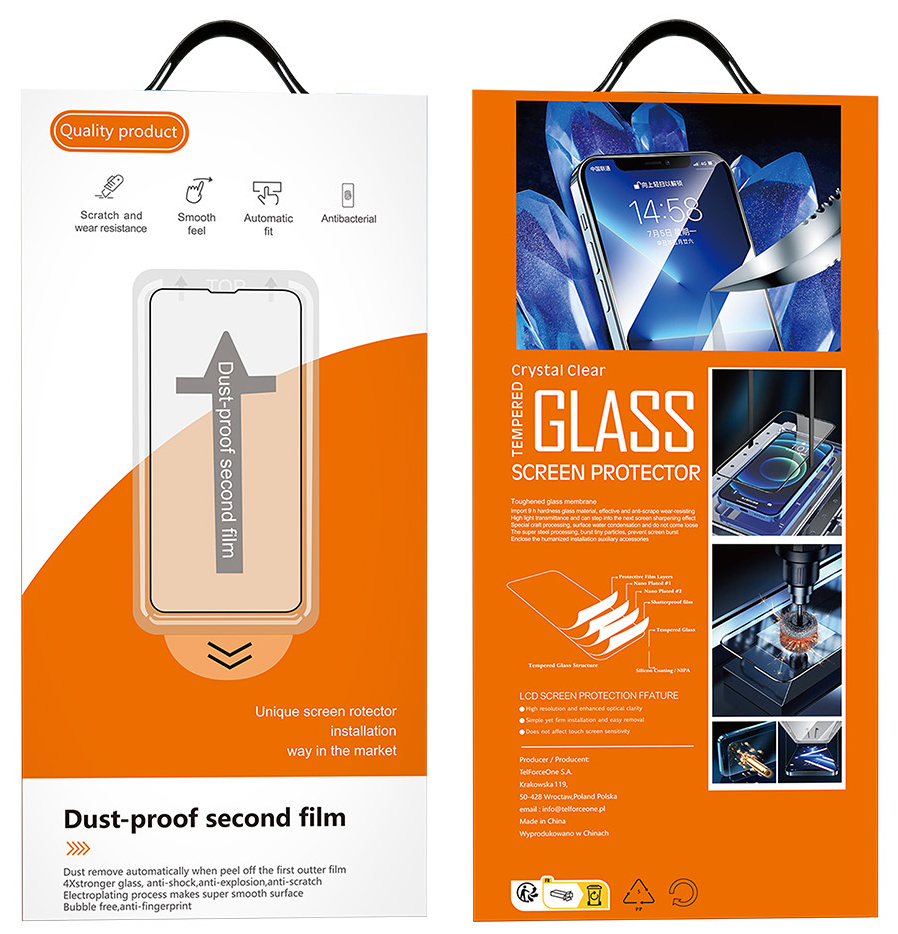 Защитно фолио за екран OEM Dust Free Easy Fit за Apple iPhone 16e / 14 / 13 Pro / 13, закалено стъкло, Full Glue, черно