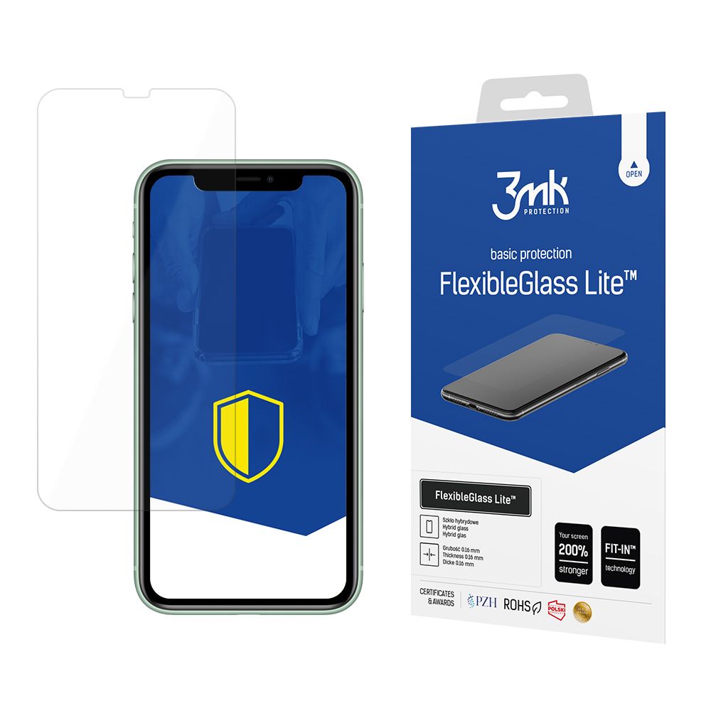 Протектор за екран 3MK FlexibleGlass Lite за Apple iPhone 11, гъвкаво стъкло, пълно залепване
