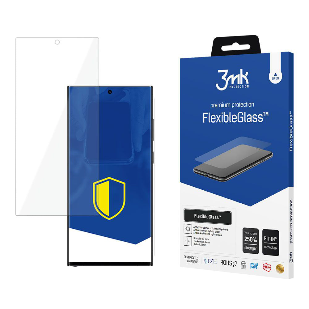 Протектор за екран 3MK FlexibleGlass за Samsung Galaxy S24 Ultra S928, гъвкаво стъкло, пълно залепване