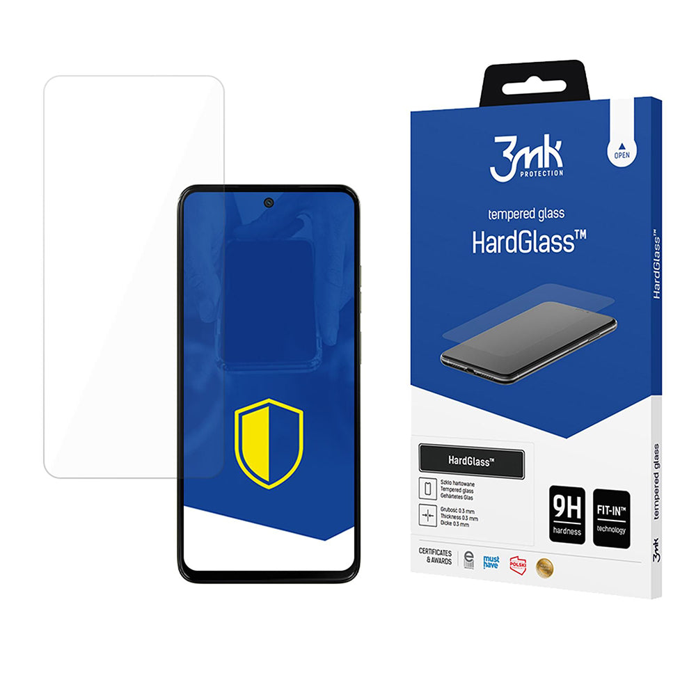 Протектор за екран 3MK HardGlass за Motorola Moto G15 / G15 Power / E15 / G05, закалено стъкло, пълно залепване