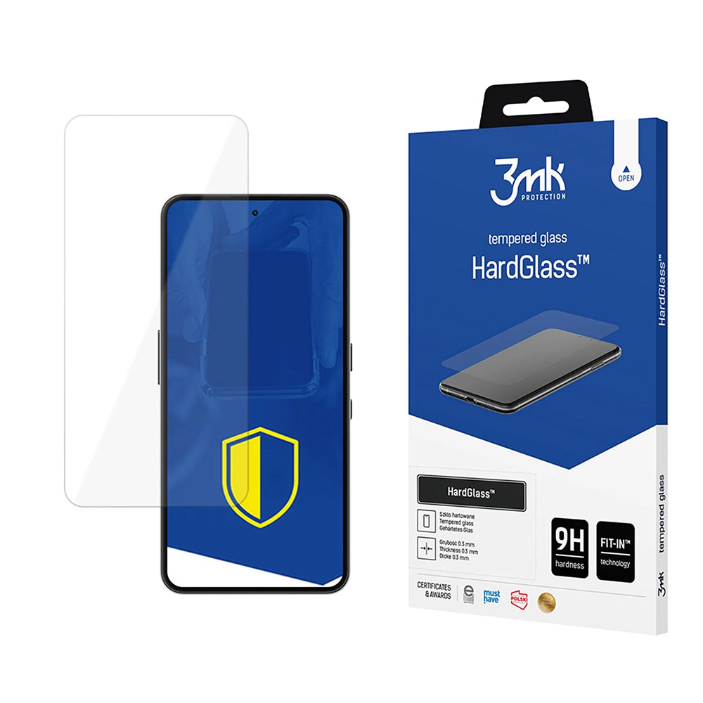 Фолио за защита на екрана 3MK HardGlass за Nothing Phone (3a) Lite, закалено стъкло, пълно лепило