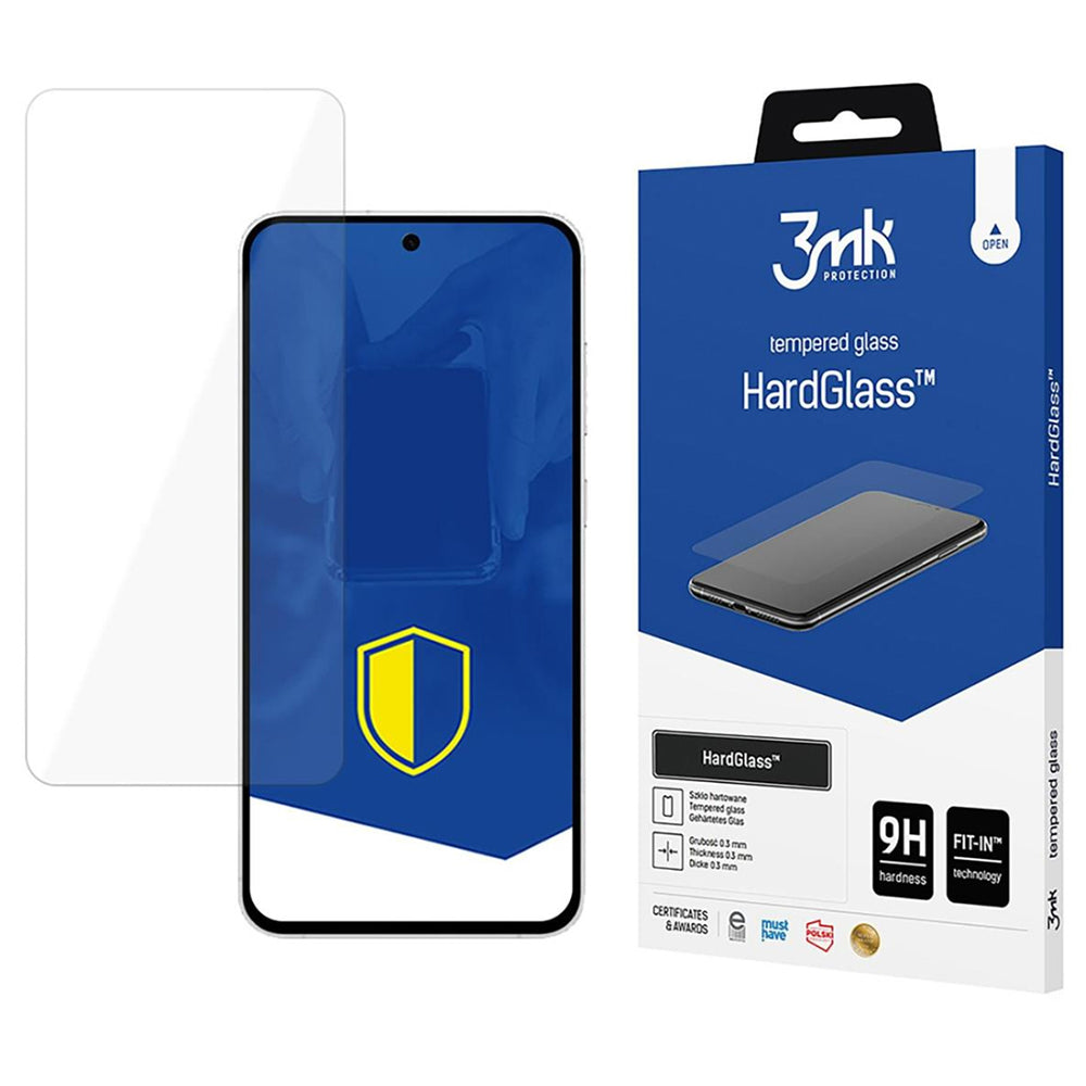 Протектор за екран 3MK HardGlass за Samsung Galaxy S24 FE S721, закалено стъкло, пълно залепване