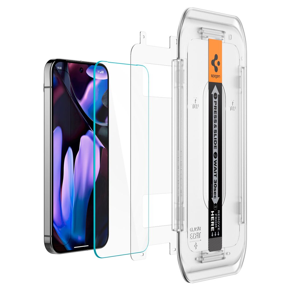 Spigen EZ FIT Защитен екран за Google Pixel 9 / 9 Pro, със стъклена защита, с пълно лепило, комплект 2 броя, 2.5D AGL08442 AGL08442