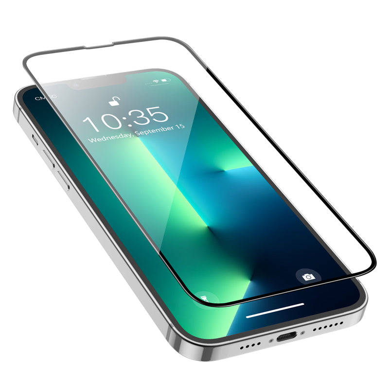 Защитно фолио за екран HOCO G16 за Apple iPhone 17e / 16e / 14 / 13 Pro, закалено стъкло, пълно лепило, 5D, черно.