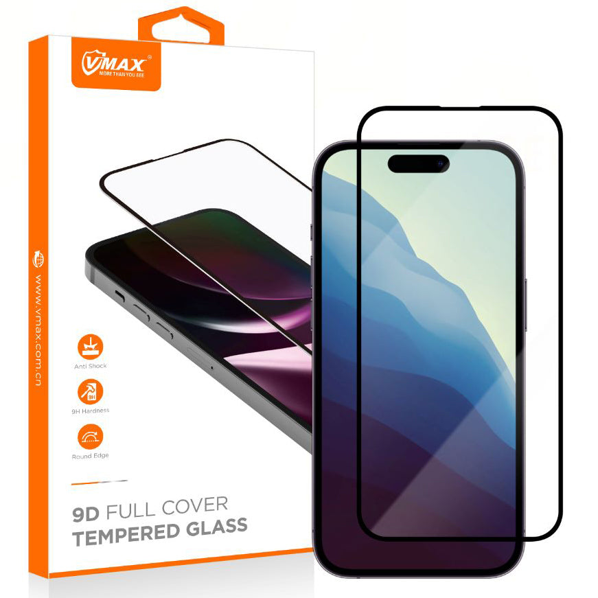Защитно фолио Vmax за екран за Samsung Galaxy S24+ S926, закалено стъкло, пълно залепване, 9D, черно