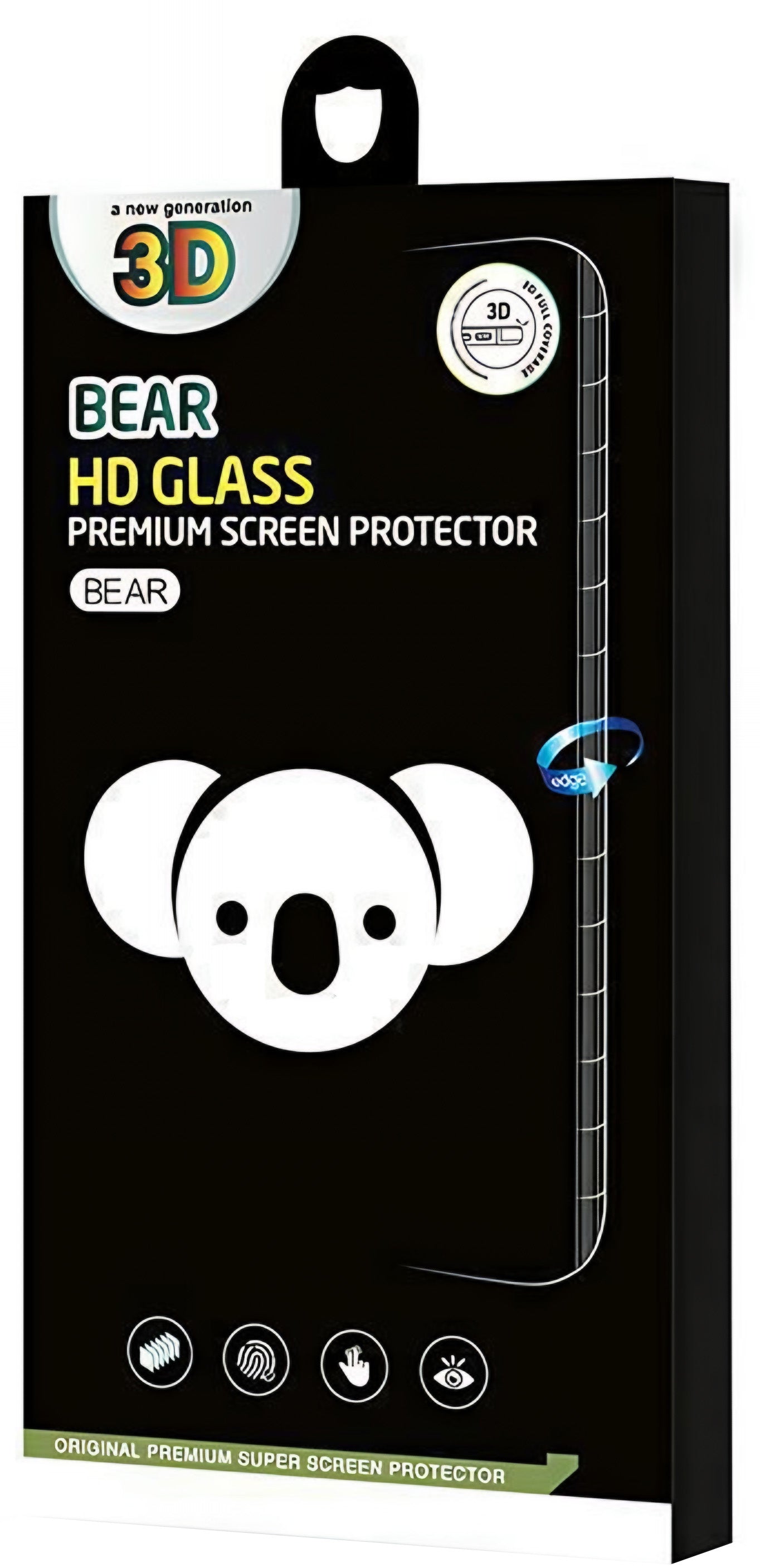 Протектор за екран Bear HD за Apple iPhone 17 Air, закалено стъкло, пълно залепване, черен