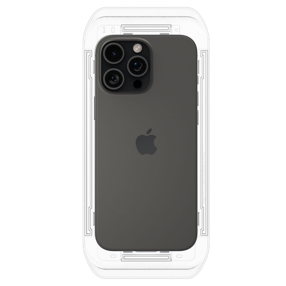 Защитно фолио за екран Spigen GlastR EZ FIT за Apple iPhone 17 Pro / 17 / 16 Pro, закалено стъкло, пълно залепване, комплект 2 броя