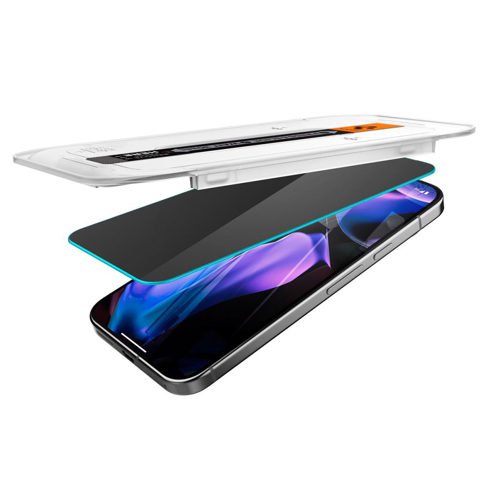 Протектор за екран Privacy Spigen GlastR EZ FIT за Google Pixel 9 / 9 Pro, закалено стъкло, пълно залепване, комплект от 2 броя