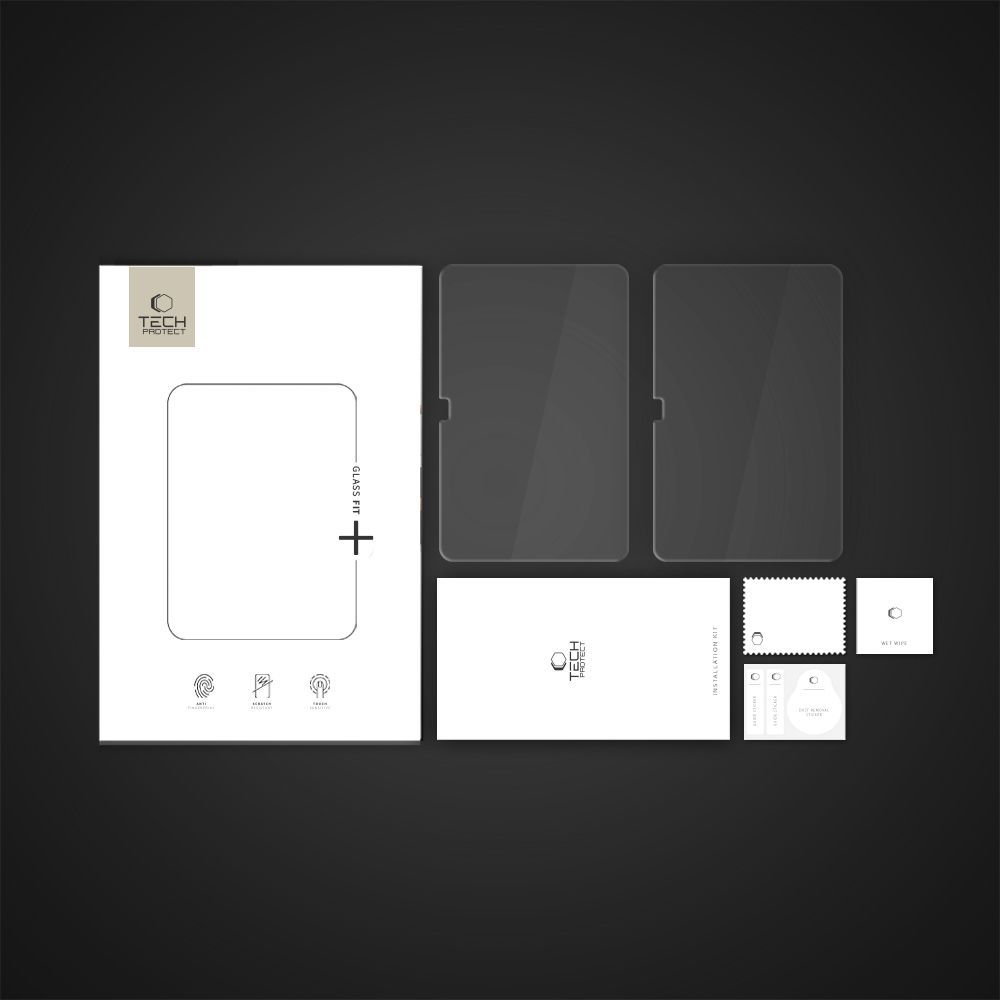 Протектор за екран Tech-Protect FIT+ за Samsung Galaxy Tab S10 FE+, Закалено стъкло, Пълно лепене, Комплект 2 броя, 2.5D