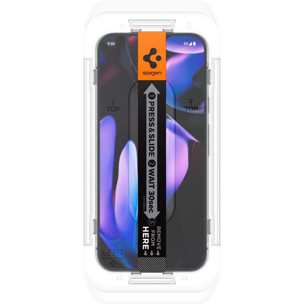 Фолио за защита на екрана Spigen GlastR EZ FIT за Google Pixel 9 Pro XL, закалено стъкло, пълно залепване, комплект от 2 броя
