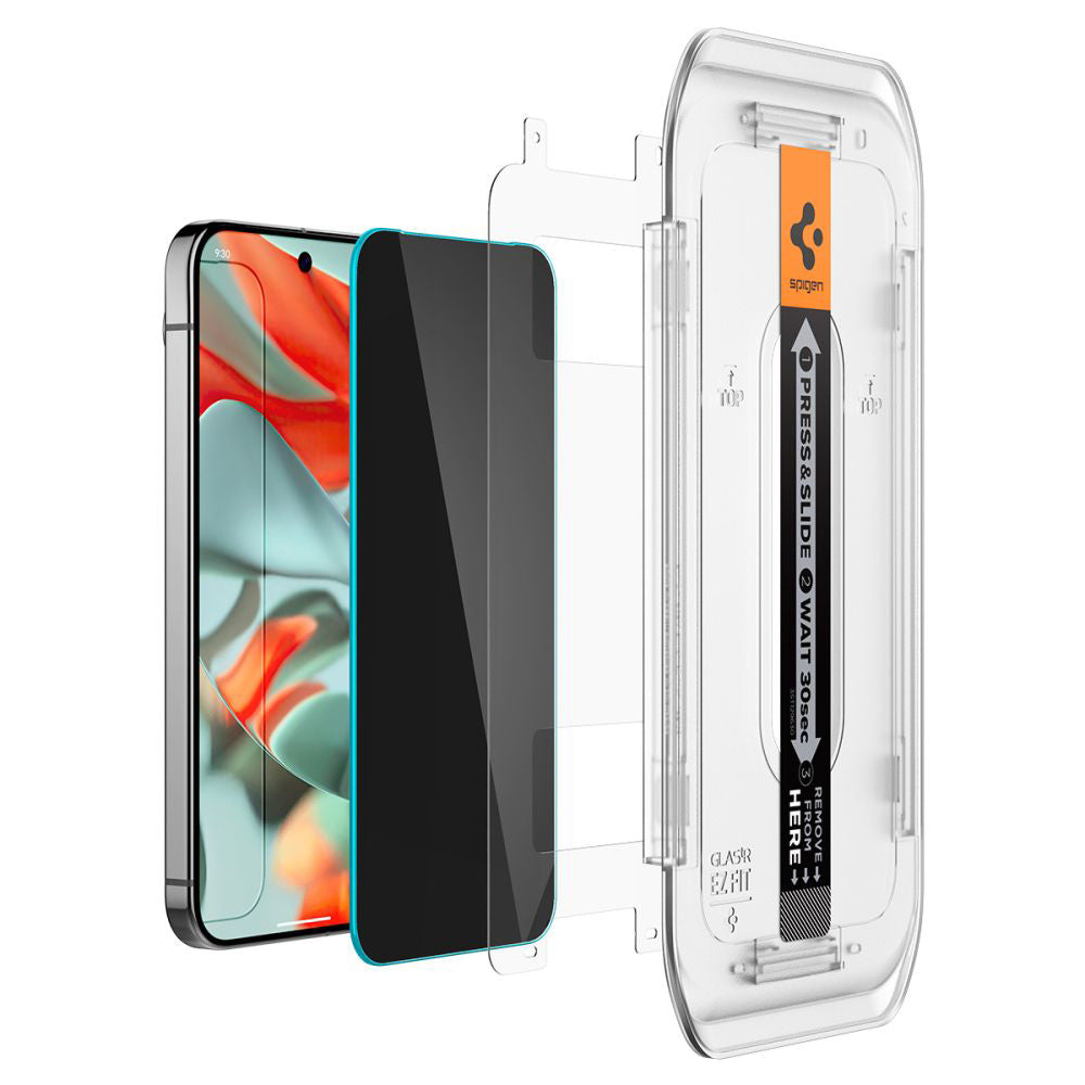 Протектор за екран Privacy Spigen GlastR EZ FIT за Google Pixel 9 Pro XL, закалено стъкло, пълно залепване, комплект 2 броя AGL09313