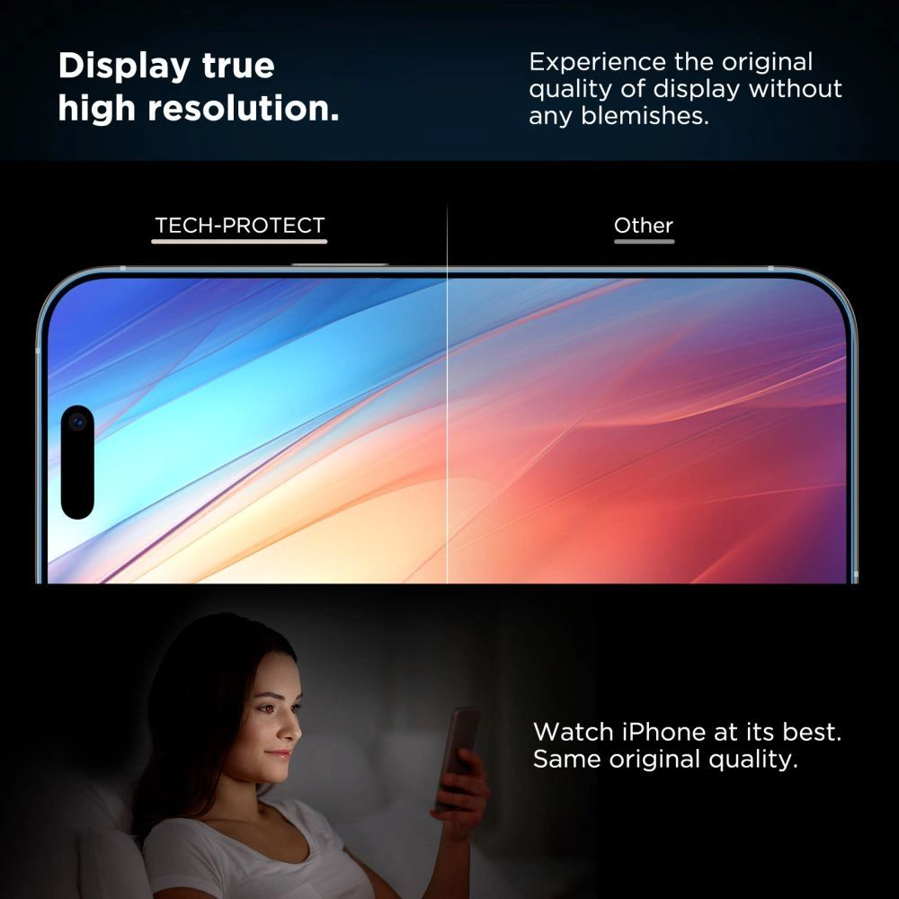 Защитно фолио за екран Tech-Protect Quick Set+ за Apple iPhone 17, Закалено стъкло, Пълно лепило, Комплект 2 броя, Черно