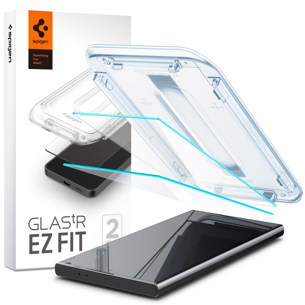 Spigen EZ FIT Screen Protector за Samsung Galaxy S24 Ultra S928, със стъклена защита, пълно лепило, комплект 2 броя