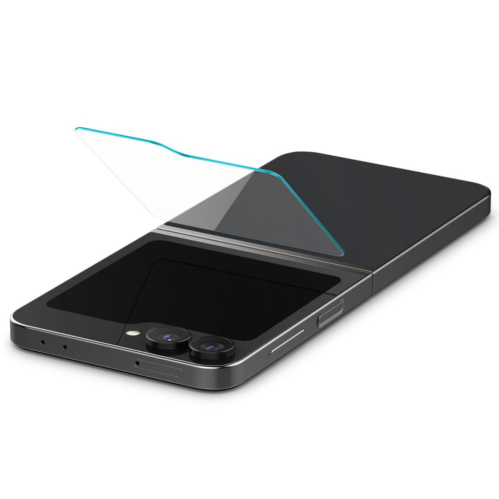 Защитно фолио за външен екран Spigen GlastR EZ FIT за Samsung Galaxy Z Flip6 F741, закалено стъкло, пълно залепване, комплект от 2 броя AGL07972