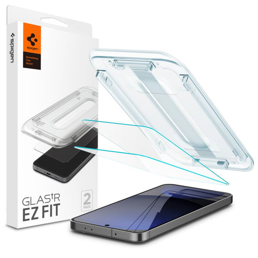 Spigen EZ FIT Screen Protector за Samsung Galaxy S24 FE S721, със стъклена защита, с пълно лепило, комплект 2 броя AGL08729