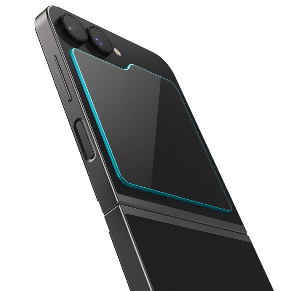 Защитно фолио за външен екран Spigen GlastR EZ FIT за Samsung Galaxy Z Flip6 F741, закалено стъкло, пълно залепване, комплект от 2 броя AGL07972