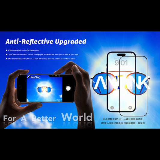 Защитно фолио Anank Anti Reflection за Apple iPhone 17 Pro, закалено стъкло, Full Glue, 2.5D, черно